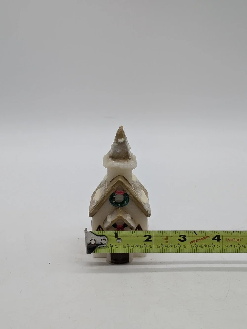 Vintage Russ Berrie Christmas Snow-Covered Church Chapel Wax Candle - Unburnt